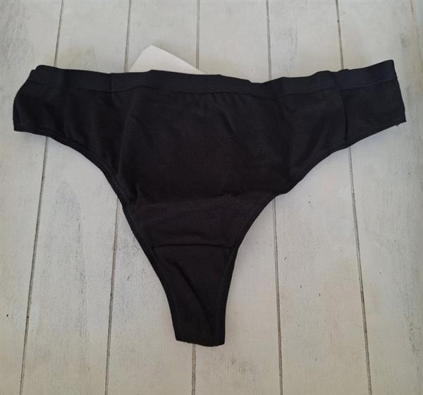 Grote foto 3 zwarte strings in biologisch katoen large kleding dames ondergoed en lingerie