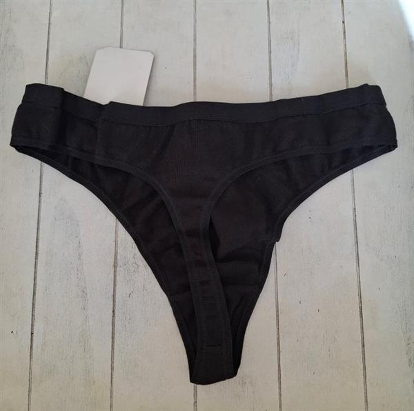 Grote foto 3 zwarte strings in biologisch katoen large kleding dames ondergoed en lingerie