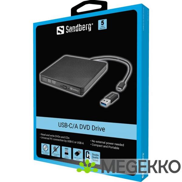 Grote foto sandberg usb c a dvd drive computers en software cd roms dvd en blu rays spelers en branders