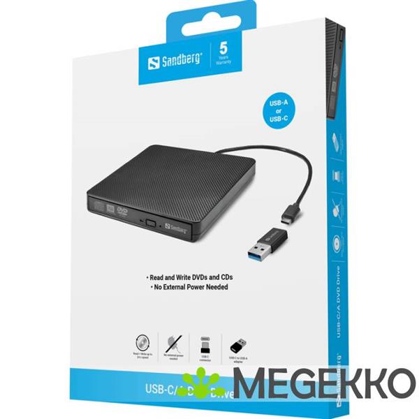 Grote foto sandberg usb c a dvd drive computers en software cd roms dvd en blu rays spelers en branders