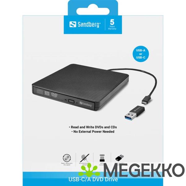 Grote foto sandberg usb c a dvd drive computers en software cd roms dvd en blu rays spelers en branders
