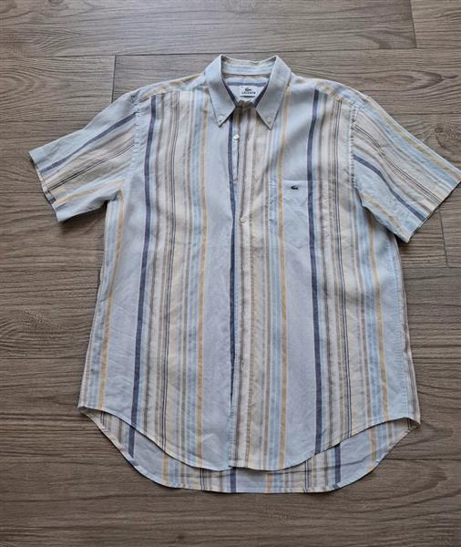 Grote foto vintage gestreept linnen overhemd lacoste 42 kleding heren overhemden