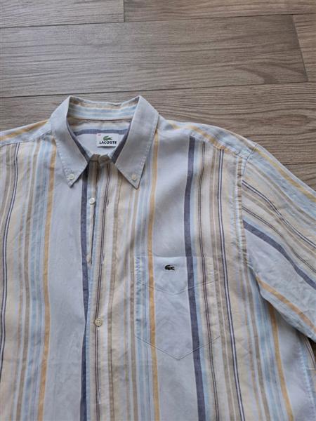 Grote foto vintage gestreept linnen overhemd lacoste 42 kleding heren overhemden