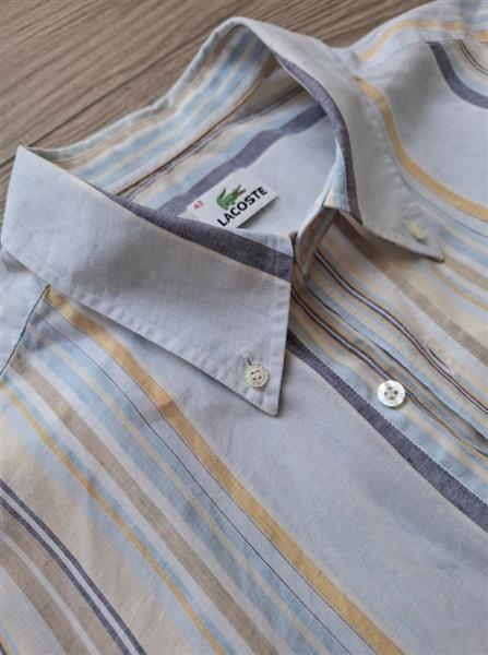 Grote foto vintage gestreept linnen overhemd lacoste 42 kleding heren overhemden