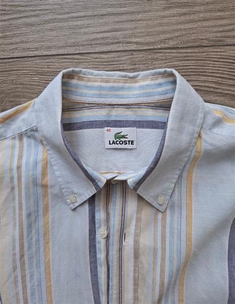 Grote foto vintage gestreept linnen overhemd lacoste 42 kleding heren overhemden