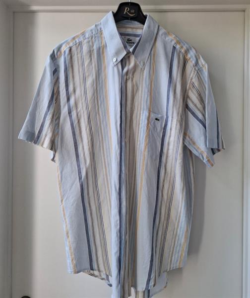 Grote foto vintage gestreept linnen overhemd lacoste 42 kleding heren overhemden