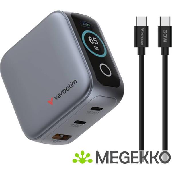 Grote foto verbatim mini gan charger 65w with display computers en software overige