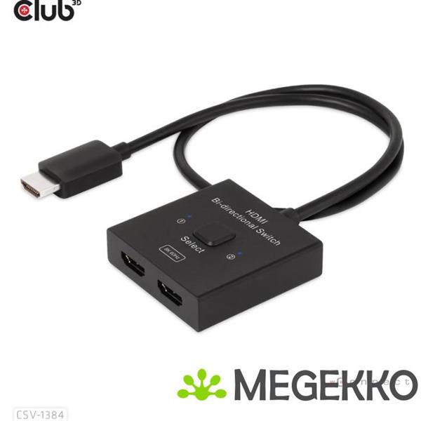Grote foto club3d hdmi 2 in 1 bi directional switch for 8k60hz or 4k120hz computers en software videokaarten