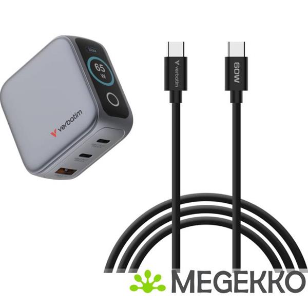 Grote foto verbatim mini gan charger 65w with display computers en software overige