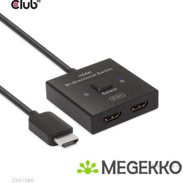 Grote foto club3d hdmi 2 in 1 bi directional switch for 8k60hz or 4k120hz computers en software videokaarten