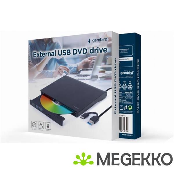 Grote foto gembird dvd usb 031 optisch schijfstation extern dvdrw zwart computers en software cd roms dvd en blu rays spelers en branders