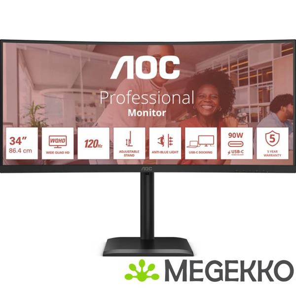 Grote foto aoc e4 cu34e4cv 34 ultrawide quad hd 120hz va monitor computers en software overige computers en software