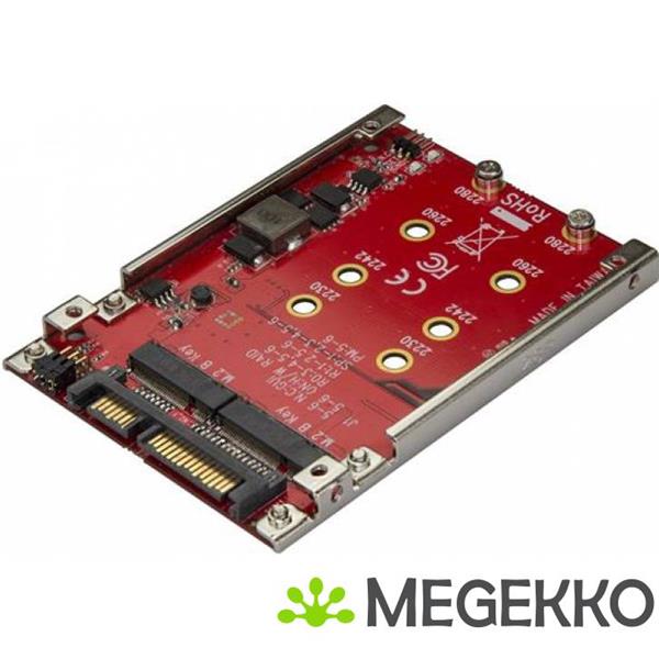 Grote foto startech.com dubbel sleufs m.2 schijf naar sata adapter voor 2.5 drive bay raid computers en software videokaarten
