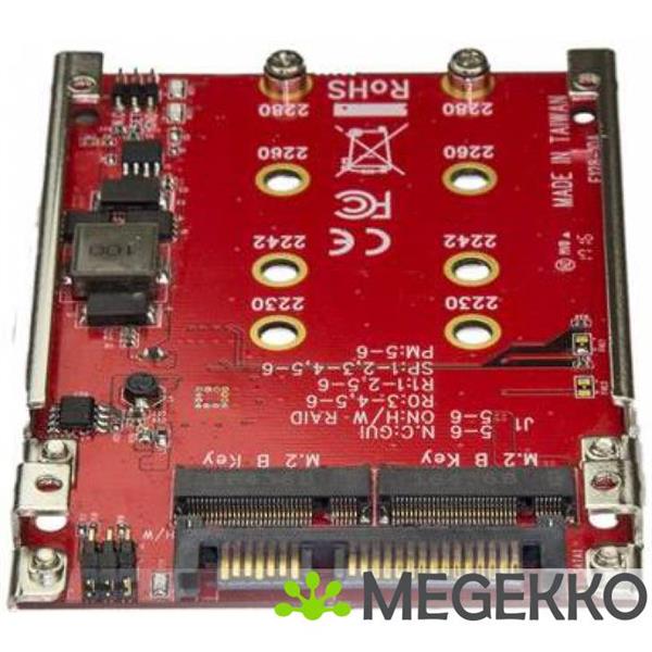 Grote foto startech.com dubbel sleufs m.2 schijf naar sata adapter voor 2.5 drive bay raid computers en software videokaarten