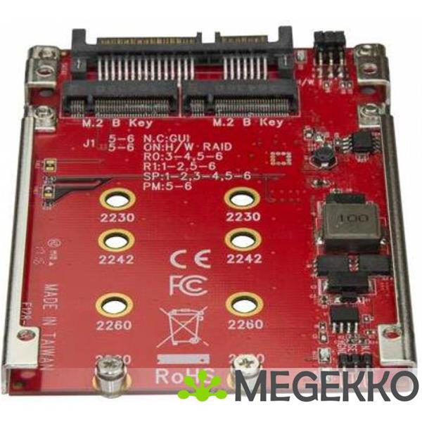 Grote foto startech.com dubbel sleufs m.2 schijf naar sata adapter voor 2.5 drive bay raid computers en software videokaarten