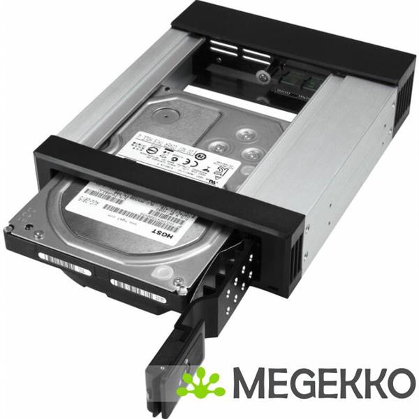 Grote foto startech.com hsb1satsasba 5.25 carrier panel zwart drive bay panel computers en software harde schijven