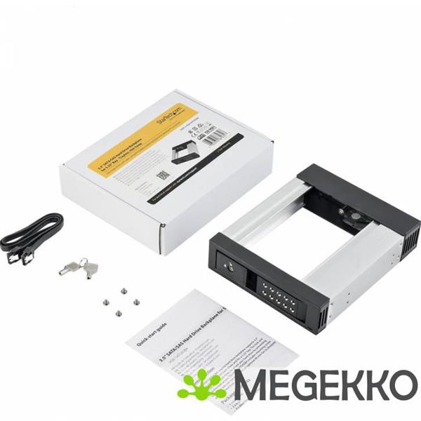 Grote foto startech.com hsb1satsasba 5.25 carrier panel zwart drive bay panel computers en software harde schijven