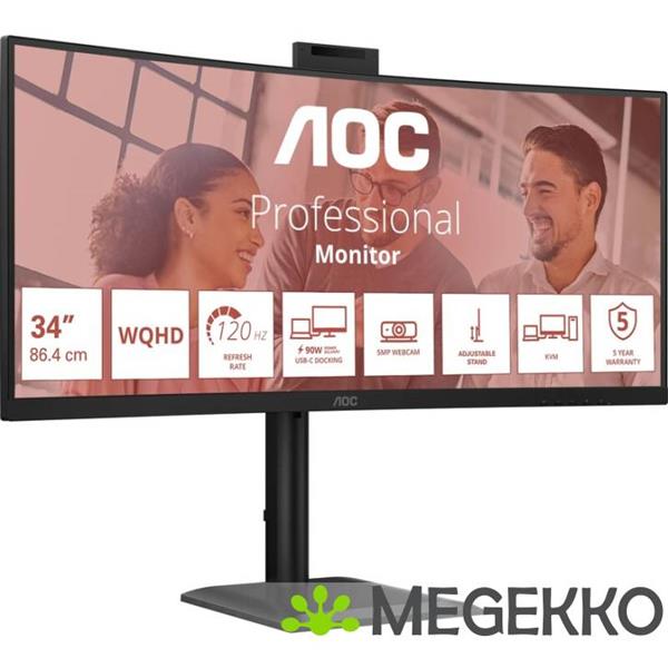 Grote foto aoc e4 cu34e4cw 34 ultrawide quad hd 120hz va monitor computers en software overige computers en software