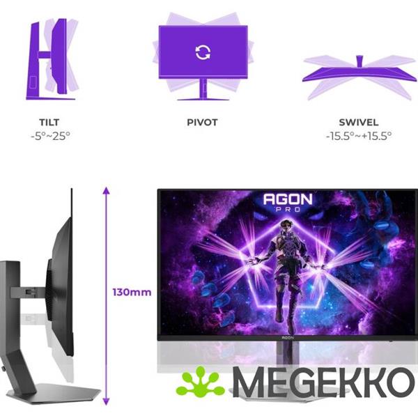 Grote foto aoc agon pro ag326uzd2 31.5 4k ultra hd oled monitor computers en software overige computers en software