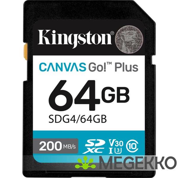 Grote foto kingston technology 64gb sdxc canvas go plus gen4 200mb s c10 uhs i u3 v30 computers en software geheugens