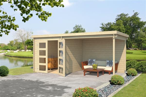 Grote foto blokhut met overkapping helena 472x230 vuren tuin en terras tuinhuisjes en blokhutten