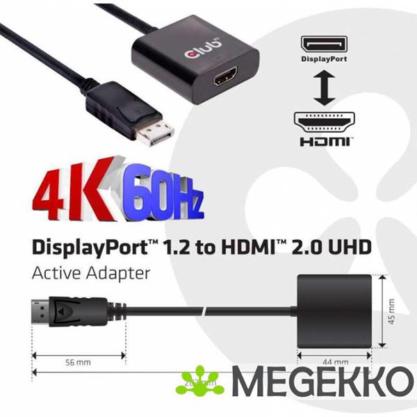 Grote foto club3d displayport 1.2 to hdmi 2.0 uhd active adapter computers en software overige