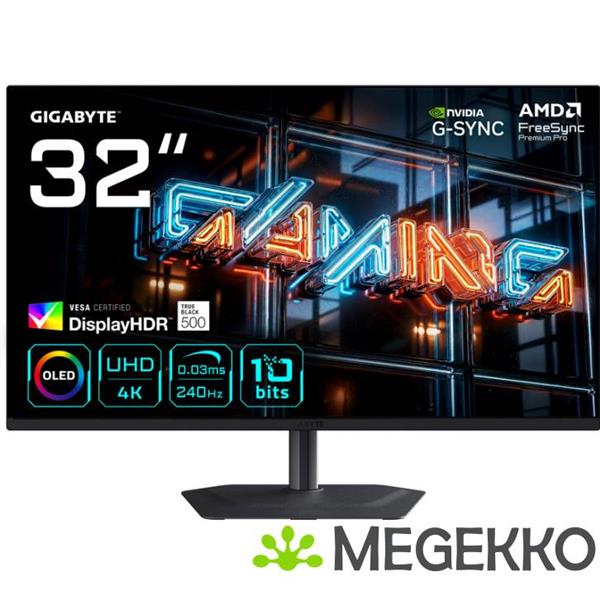 Grote foto gigabyte mo32u24 31.5 4k ultra hd 240hz qd oled gaming monitor computers en software overige computers en software
