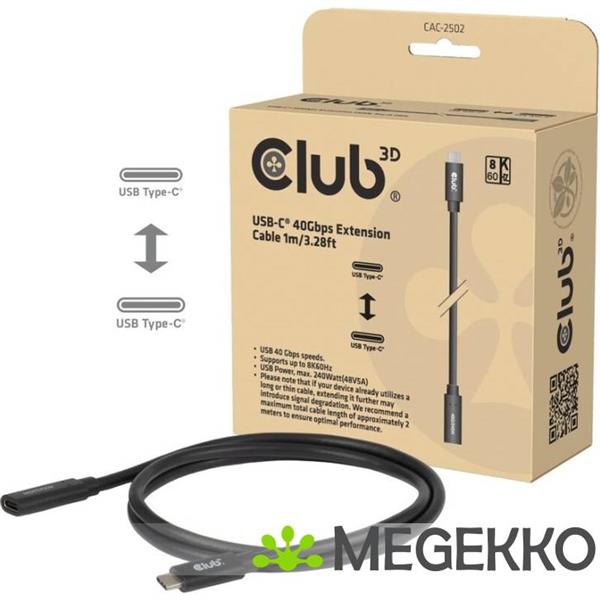 Grote foto club3d usb c 40 gbps verlengkabel 1 m 3 28 ft computers en software overige