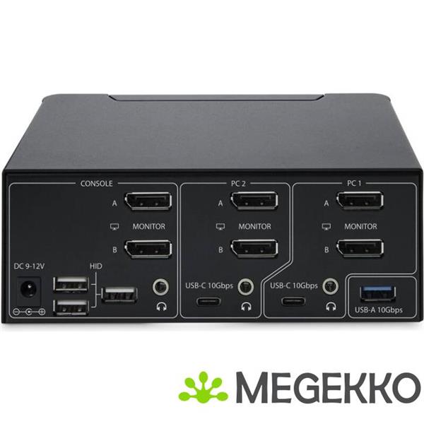 Grote foto startech.com 2 port dual monitor displayport kvm switch 8k 60hz 4k 144hz dp 1.4 2x usb 10gbps p computers en software netwerkkaarten routers en switches