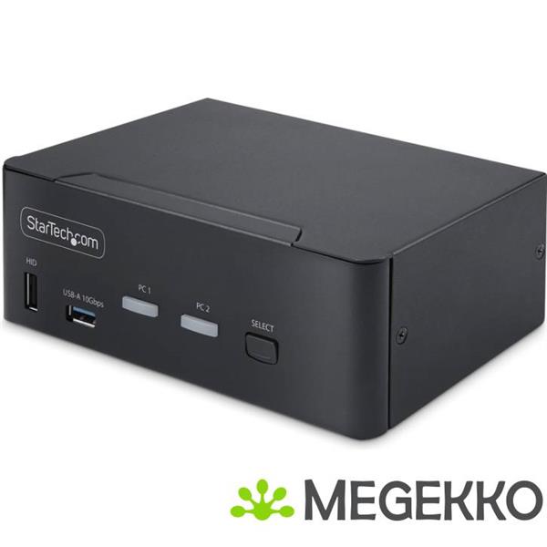 Grote foto startech.com 2 port dual monitor displayport kvm switch 8k 60hz 4k 144hz dp 1.4 2x usb 10gbps p computers en software netwerkkaarten routers en switches