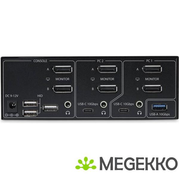 Grote foto startech.com 2 port dual monitor displayport kvm switch 8k 60hz 4k 144hz dp 1.4 2x usb 10gbps p computers en software netwerkkaarten routers en switches