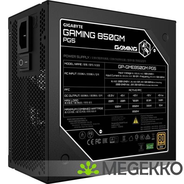 Grote foto gigabyte gaming 850gm pg5 power supply unit 850 w 20 4 pin atx atx zwart computers en software overige