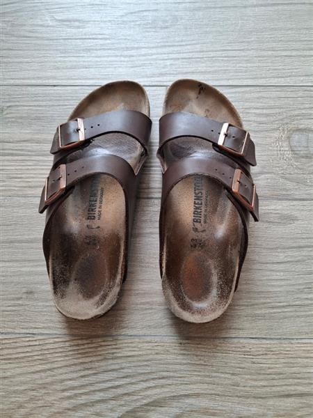Grote foto birkenstock arizona slippers in bruin leder 43 kleding heren slippers