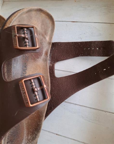 Grote foto birkenstock arizona slippers in bruin leder 43 kleding heren slippers