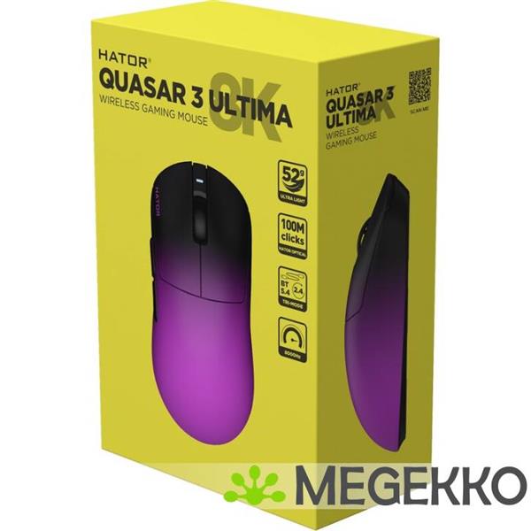 Grote foto hator quasar 3 ultima 8k full size zwart paars draadloze gaming muis computers en software overige computers en software