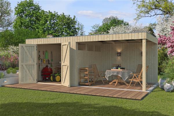 Grote foto nieuw modern tuinhuis met overkapping 8112ext300 tuin en terras tuinhuisjes en blokhutten