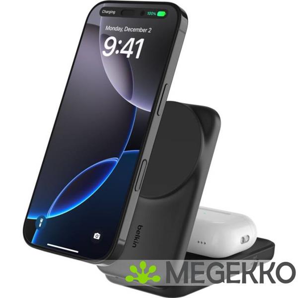 Grote foto belkin ultracharge 25w qi2 2in1 magnetic charger plus usb c eu black square binnen computers en software overige