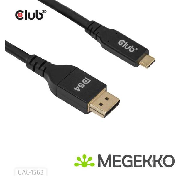 Grote foto club3d cac 1563 usb c to displayporttm 2.1 dp54 bi directional cable 8k120hz 2m 6.6ft computers en software overige