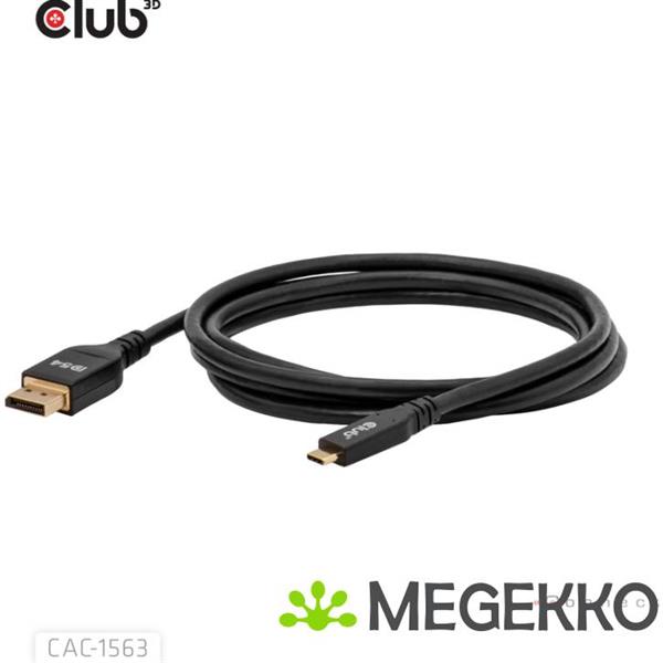 Grote foto club3d cac 1563 usb c to displayporttm 2.1 dp54 bi directional cable 8k120hz 2m 6.6ft computers en software overige