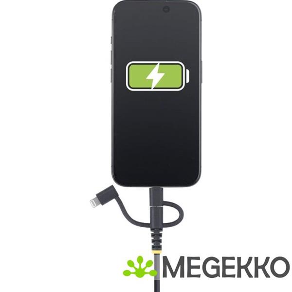 Grote foto startech.com 1m robuuste usb multi oplaadkabel usb naar lightning micro usb type c apple mfi gecer computers en software overige