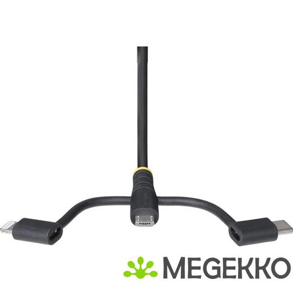 Grote foto startech.com 1m robuuste usb multi oplaadkabel usb naar lightning micro usb type c apple mfi gecer computers en software overige