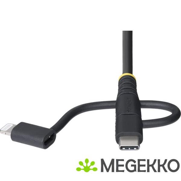 Grote foto startech.com 1m robuuste usb multi oplaadkabel usb naar lightning micro usb type c apple mfi gecer computers en software overige