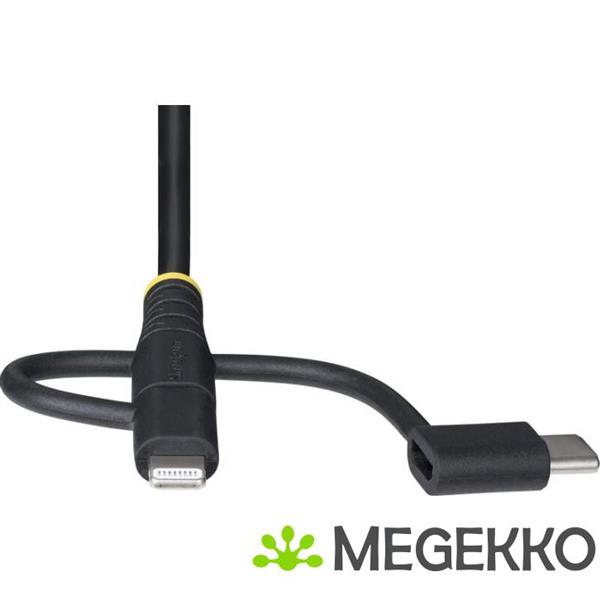 Grote foto startech.com 1m robuuste usb multi oplaadkabel usb naar lightning micro usb type c apple mfi gecer computers en software overige