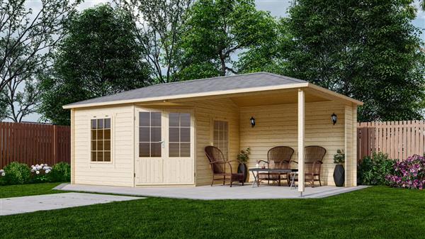 Grote foto blokhut 3555z met overkapping. tuin en terras tuinhuisjes en blokhutten