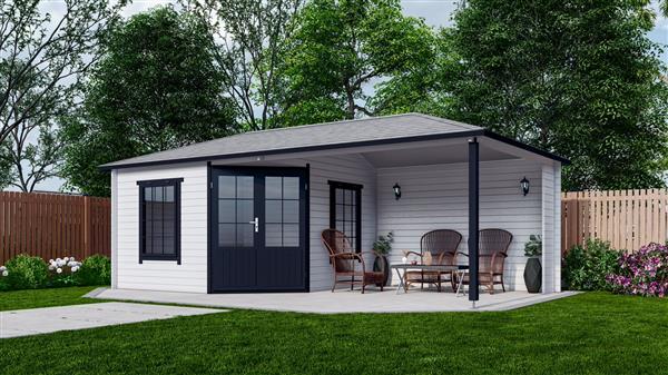 Grote foto blokhut 3555z met overkapping. tuin en terras tuinhuisjes en blokhutten