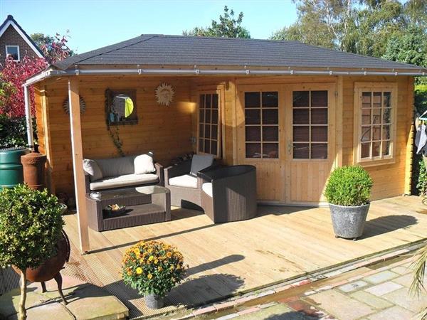 Grote foto nieuw blokhut 3055z met overkapping. tuin en terras tuinhuisjes en blokhutten