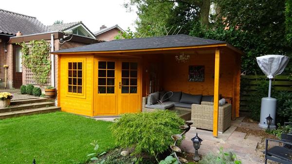 Grote foto nieuw blokhut 3055z met overkapping. tuin en terras tuinhuisjes en blokhutten