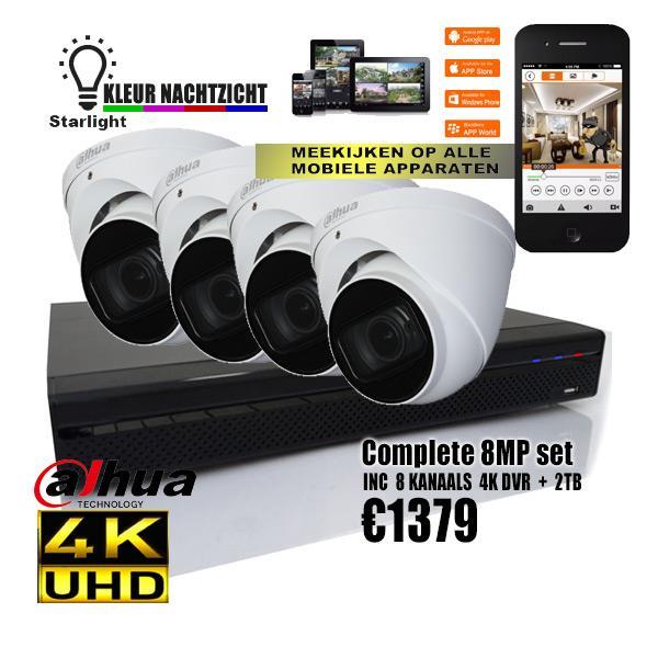 Grote foto 4k ultra hd set starlight dahua. ai systeem audio tv en foto videobewakingsapparatuur