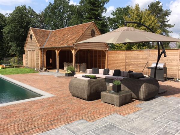 Grote foto super xxl design loungeset rond wicker grijs tuin en terras tuinmeubelen
