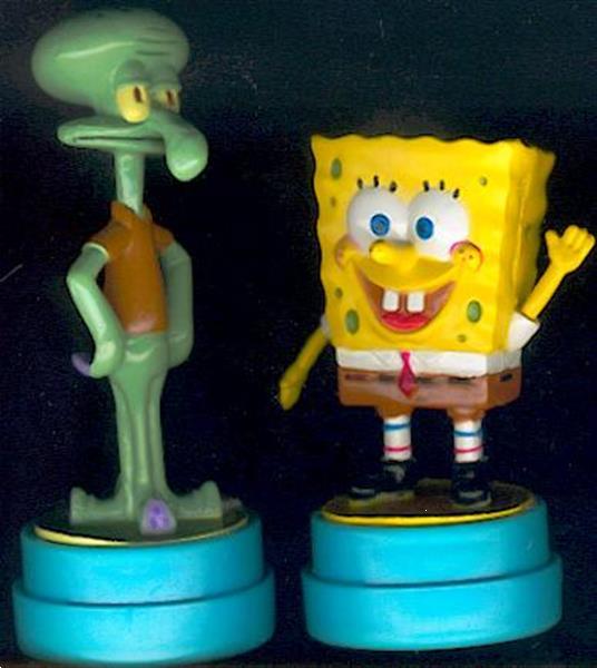 Grote foto spongebob stempelfiguur x 2 van 2001 verzamelen poppetjes en figuurtjes